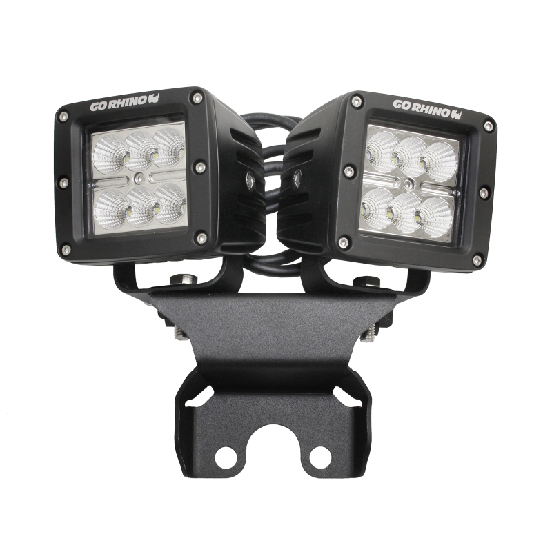Jeep Wrangler JLU Light Mounts - Rear - Go Rhino - Hard Top Rear for 3x3 LED Cubes - Textured Black - `18-`20